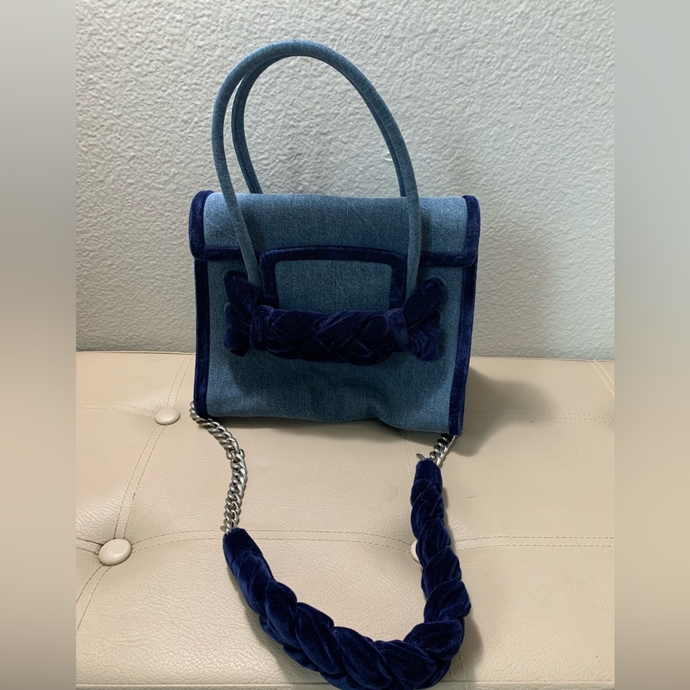 MIUMIU Tresse Denim Velluto Blue Inchiostro Tophandle Shoulder Bag